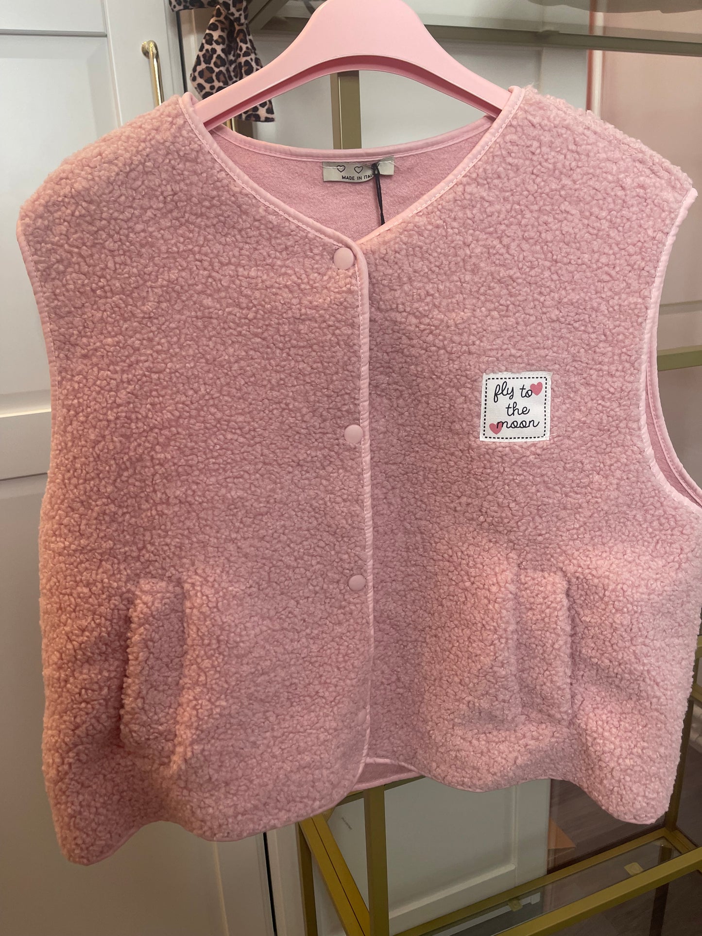 Teddy gilet roze